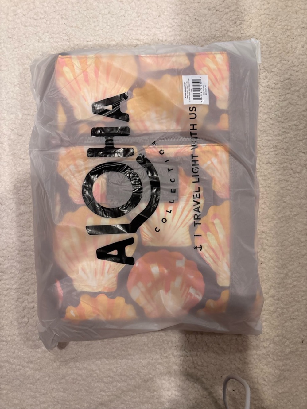 ALOHA Collection Sunrise Shells Nylon Zipper Tote - Yellow & Pink